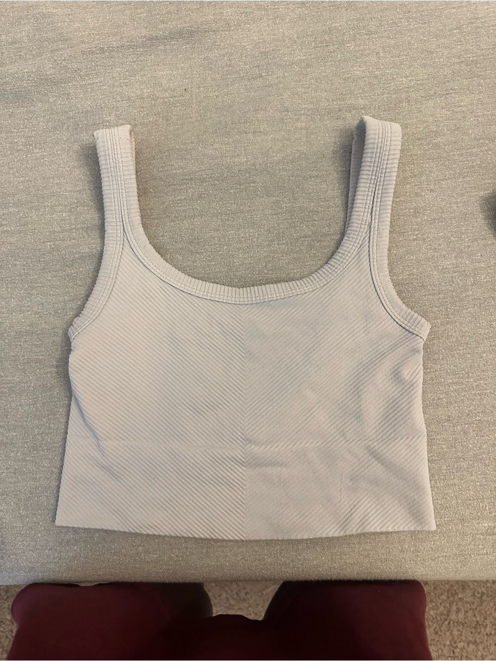 Ribbed Free People Square-Neck Crop Tank Top - Light Blue size small